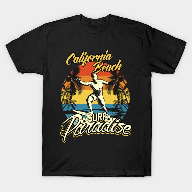 California Beach Surfing T-Shirt by Foxxy Merch